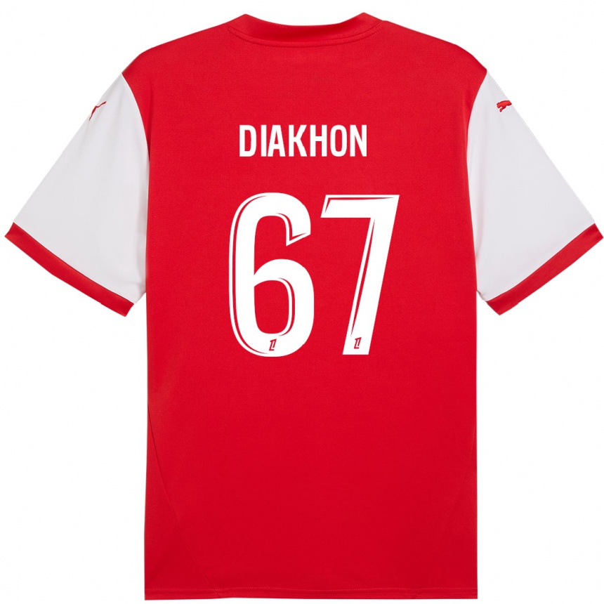 Kinder Fußball Mamadou Diakhon #67 Rot Weiß Heimtrikot Trikot 2024/25 T-Shirt Luxemburg