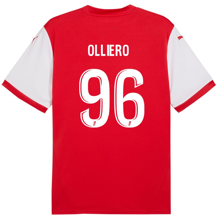 Kinder Fußball Alexandre Olliero #96 Rot Weiß Heimtrikot Trikot 2024/25 T-Shirt Luxemburg