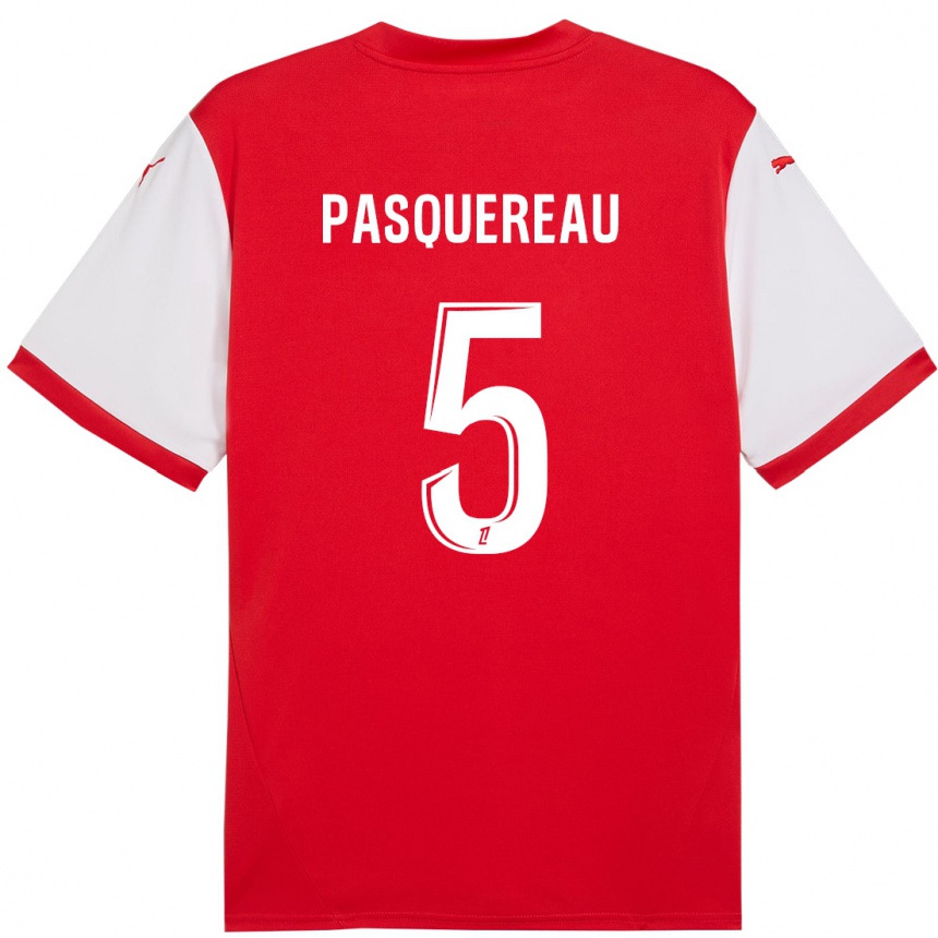 Kinder Fußball Julie Pasquereau #5 Rot Weiß Heimtrikot Trikot 2024/25 T-Shirt Luxemburg