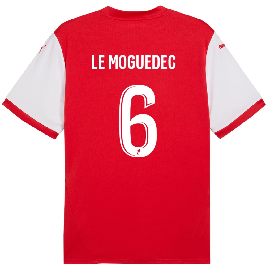 Kinder Fußball Anaële Le Moguédec #6 Rot Weiß Heimtrikot Trikot 2024/25 T-Shirt Luxemburg