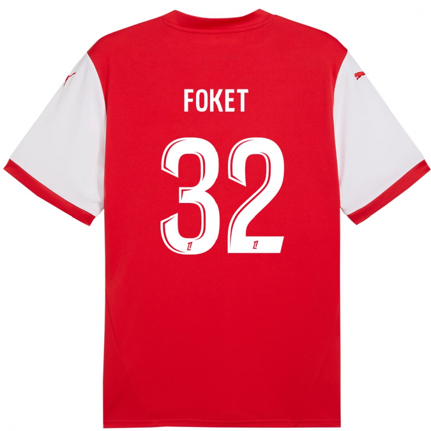 Kinder Fußball Thomas Foket #32 Rot Weiß Heimtrikot Trikot 2024/25 T-Shirt Luxemburg