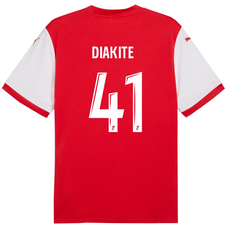 Kinder Fußball Ibrahim Diakité #41 Rot Weiß Heimtrikot Trikot 2024/25 T-Shirt Luxemburg