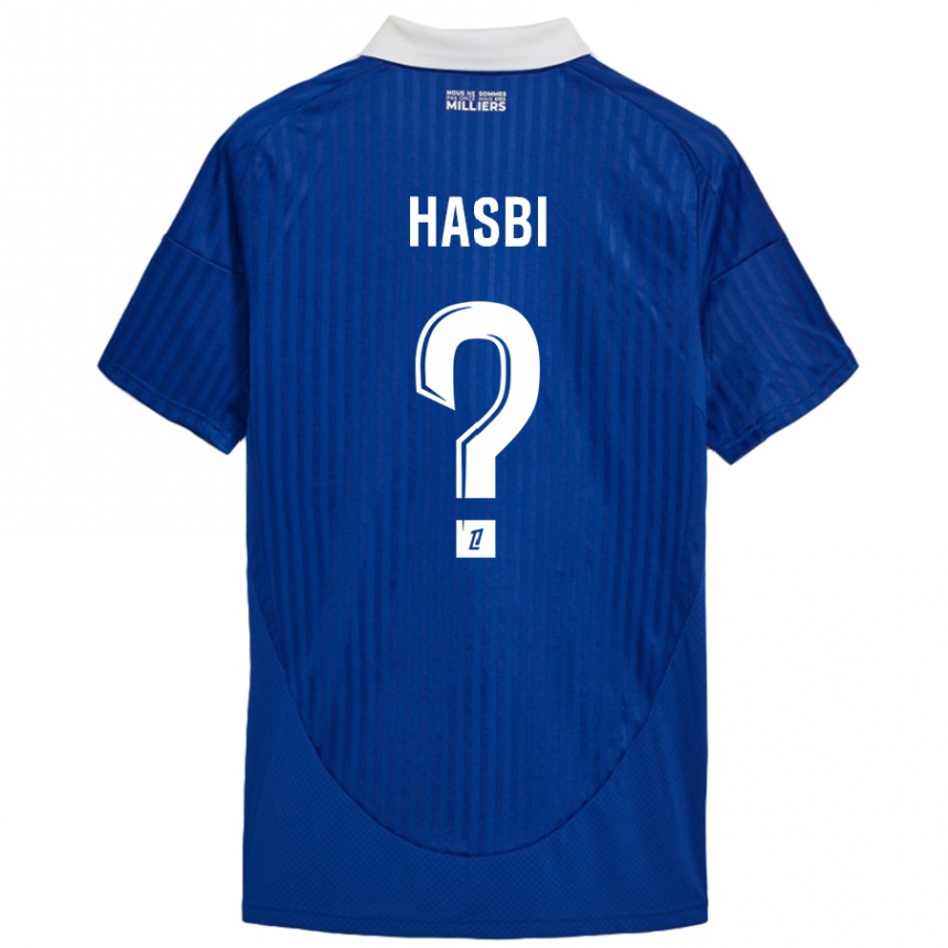 Kinder Fußball Walid Hasbi #0 Blau Weiß Heimtrikot Trikot 2024/25 T-Shirt Luxemburg