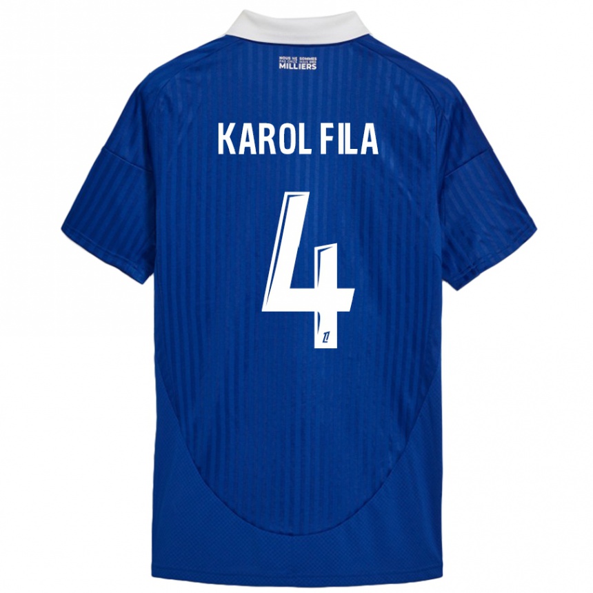 Kinder Fußball Karol Fila #4 Blau Weiß Heimtrikot Trikot 2024/25 T-Shirt Luxemburg