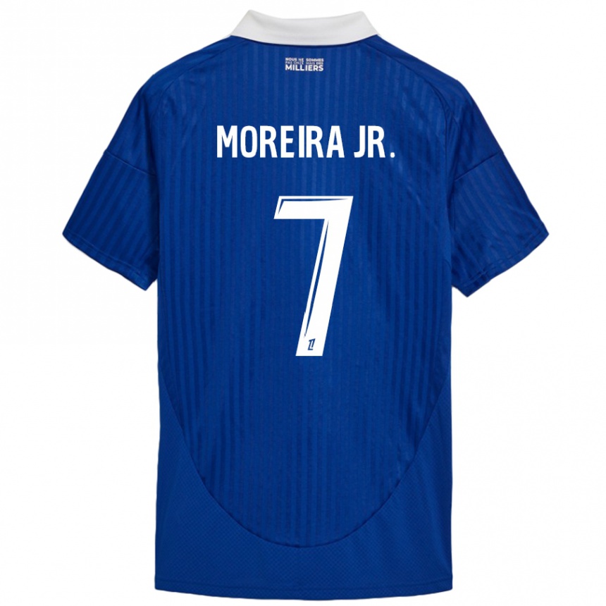 Kinder Fußball Diego Moreira #7 Blau Weiß Heimtrikot Trikot 2024/25 T-Shirt Luxemburg