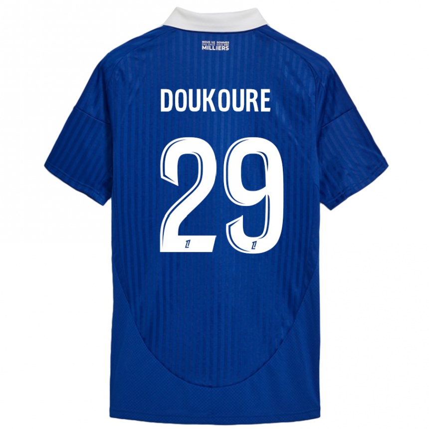 Kinder Fußball Ismaël Doukouré #29 Blau Weiß Heimtrikot Trikot 2024/25 T-Shirt Luxemburg