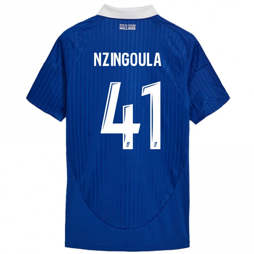 Kinder Fußball Rabby Nzingoula #41 Blau Weiß Heimtrikot Trikot 2024/25 T-Shirt Luxemburg