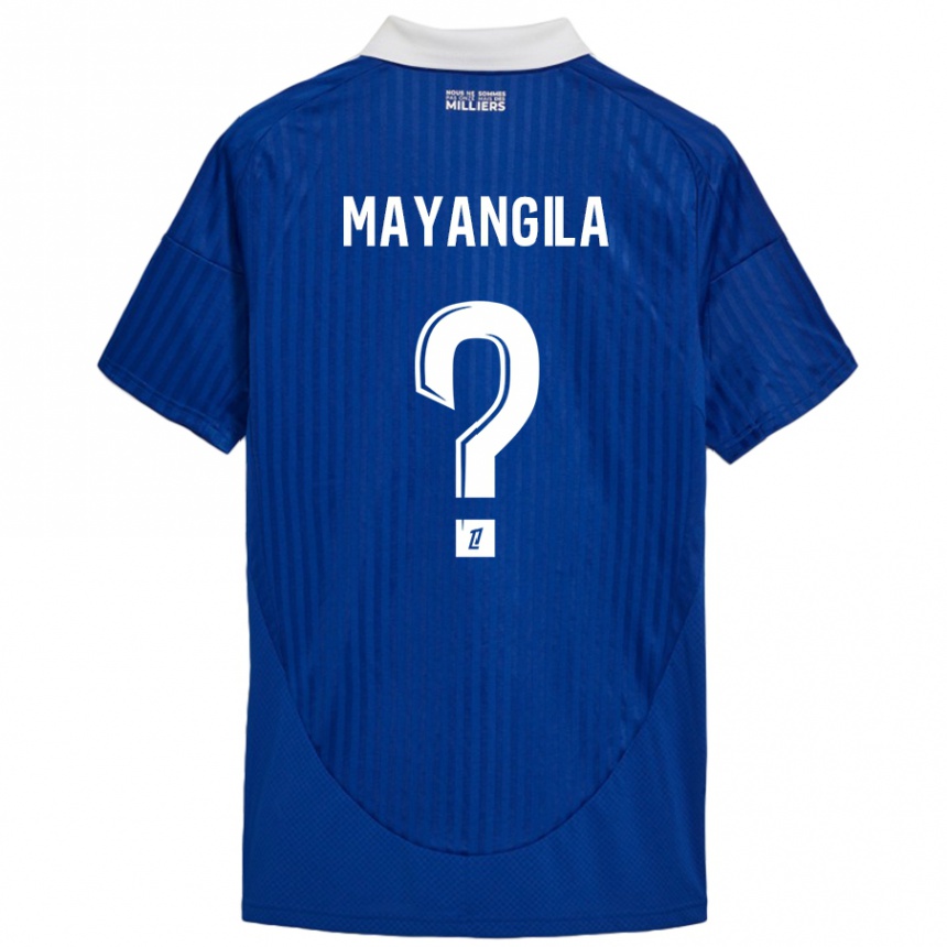 Kinder Fußball Ryan Tutu Mayangila #0 Blau Weiß Heimtrikot Trikot 2024/25 T-Shirt Luxemburg