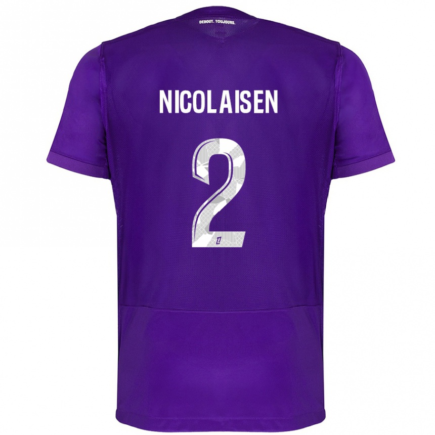 Kinder Fußball Rasmus Nicolaisen #2 Violett Weiß Heimtrikot Trikot 2024/25 T-Shirt Luxemburg