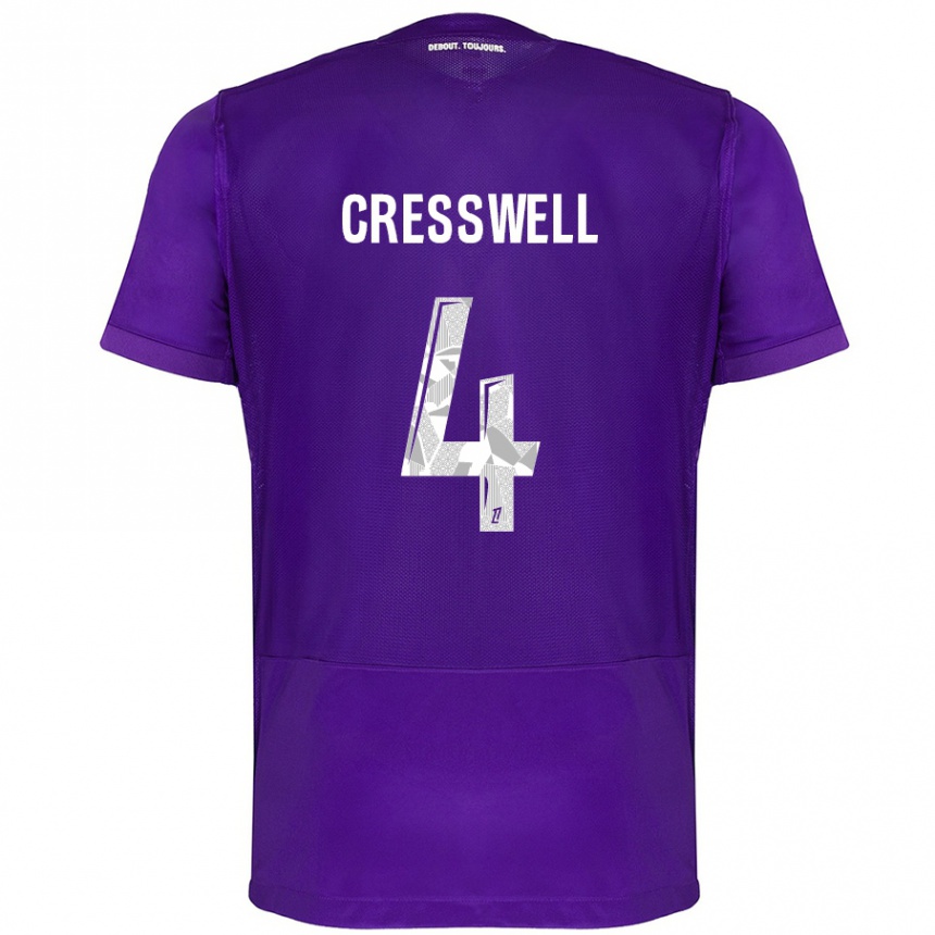 Kinder Fußball Charlie Cresswell #4 Violett Weiß Heimtrikot Trikot 2024/25 T-Shirt Luxemburg