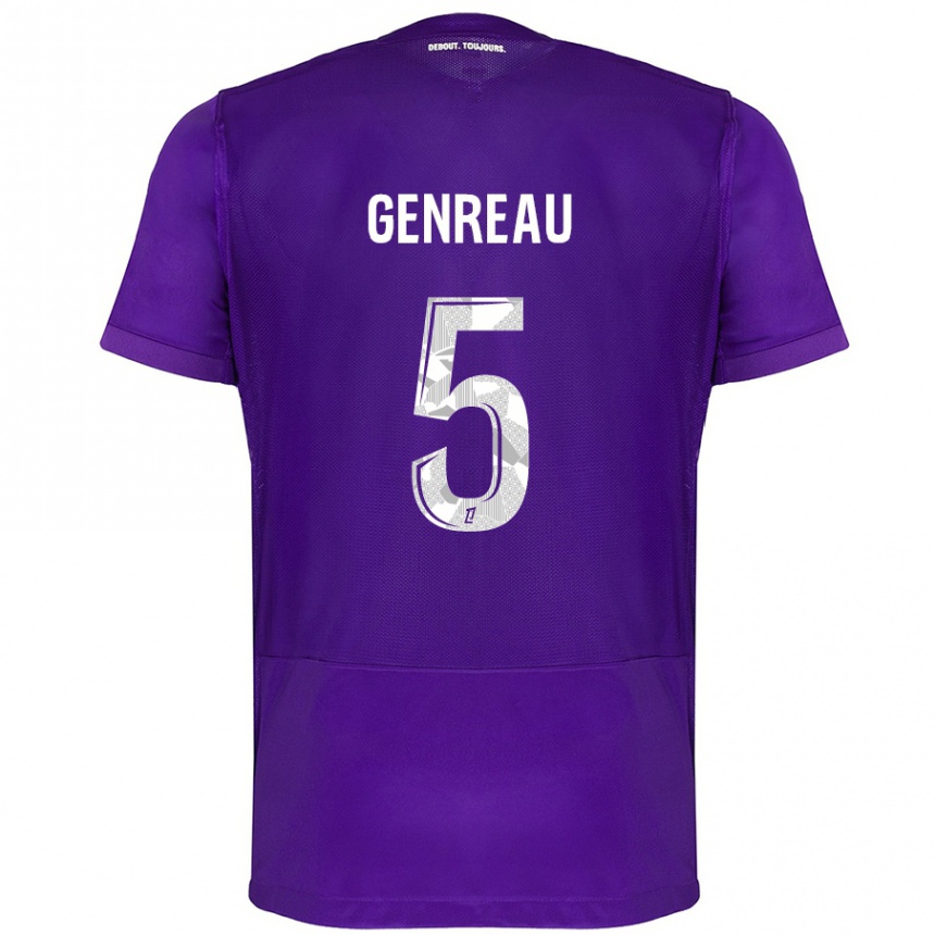 Kinder Fußball Denis Genreau #5 Violett Weiß Heimtrikot Trikot 2024/25 T-Shirt Luxemburg