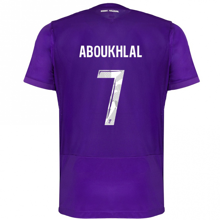 Kinder Fußball Zakaria Aboukhlal #7 Violett Weiß Heimtrikot Trikot 2024/25 T-Shirt Luxemburg