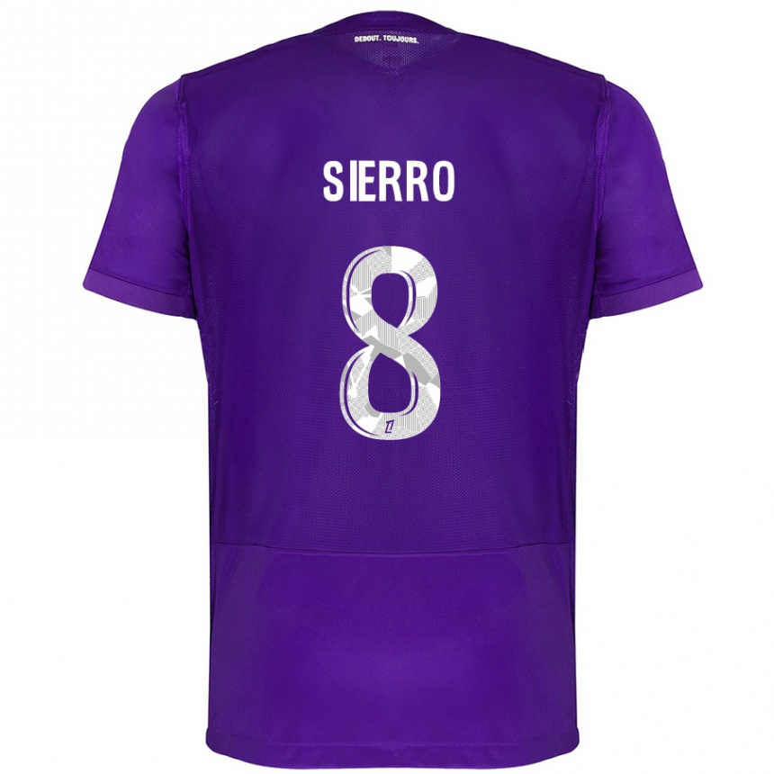 Kinder Fußball Vincent Sierro #8 Violett Weiß Heimtrikot Trikot 2024/25 T-Shirt Luxemburg