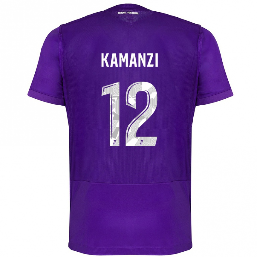 Kinder Fußball Warren Kamanzi #12 Violett Weiß Heimtrikot Trikot 2024/25 T-Shirt Luxemburg