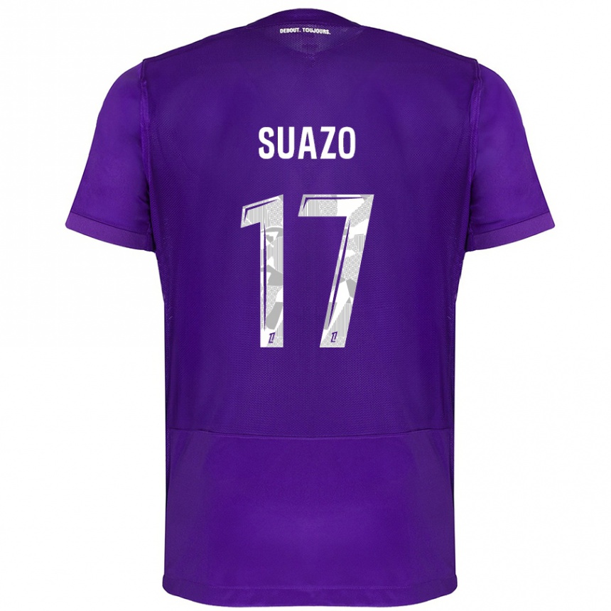 Kinder Fußball Gabriel Suazo #17 Violett Weiß Heimtrikot Trikot 2024/25 T-Shirt Luxemburg