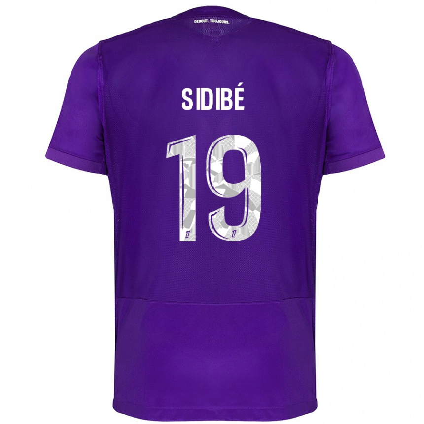 Kinder Fußball Djibril Sidibé #19 Violett Weiß Heimtrikot Trikot 2024/25 T-Shirt Luxemburg