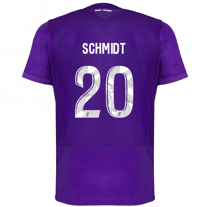 Kinder Fußball Niklas Schmidt #20 Violett Weiß Heimtrikot Trikot 2024/25 T-Shirt Luxemburg