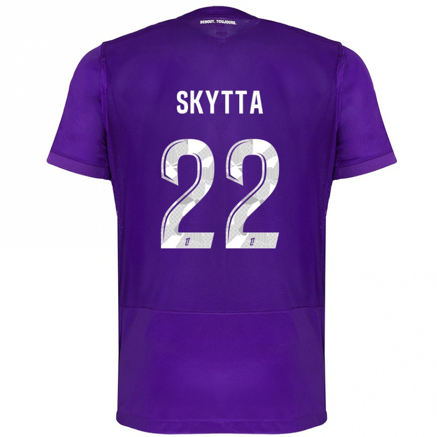 Kinder Fußball Naatan Skyttä #22 Violett Weiß Heimtrikot Trikot 2024/25 T-Shirt Luxemburg