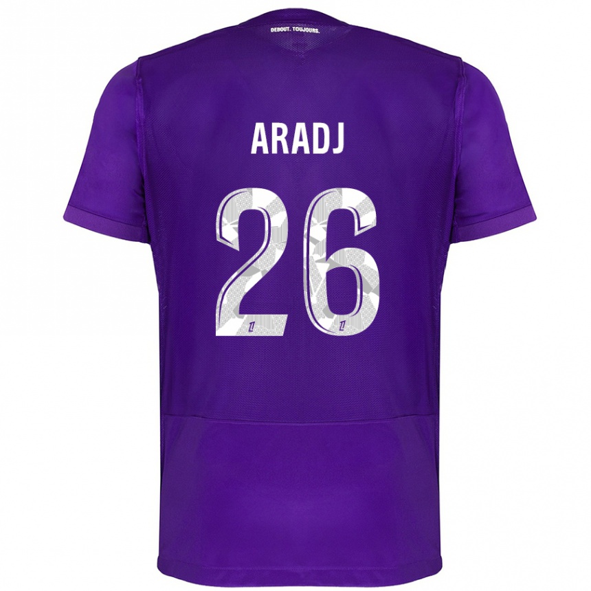 Kinder Fußball Ylies Aradj #26 Violett Weiß Heimtrikot Trikot 2024/25 T-Shirt Luxemburg