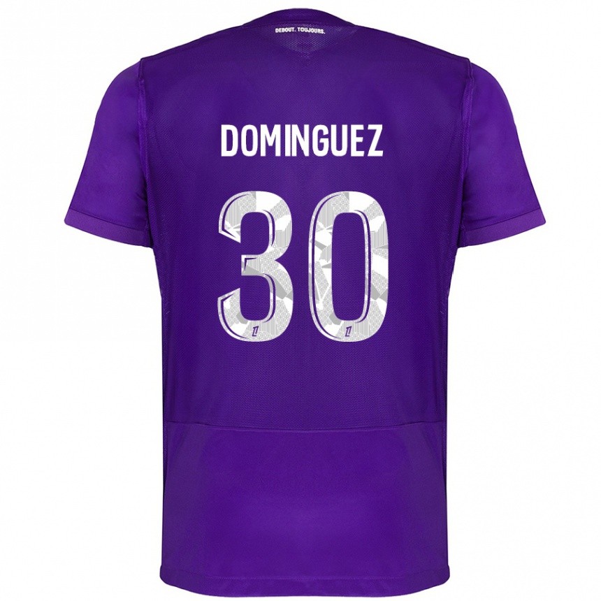 Kinder Fußball Álex Domínguez #30 Violett Weiß Heimtrikot Trikot 2024/25 T-Shirt Luxemburg