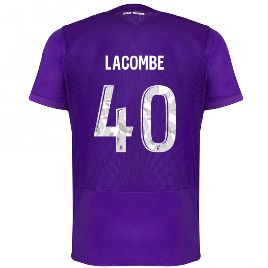 Kinder Fußball Justin Lacombe #40 Violett Weiß Heimtrikot Trikot 2024/25 T-Shirt Luxemburg