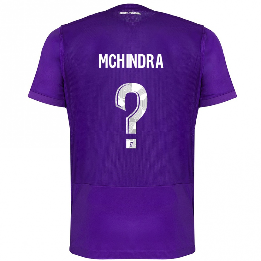 Kinder Fußball Naime Said Mchindra #0 Violett Weiß Heimtrikot Trikot 2024/25 T-Shirt Luxemburg