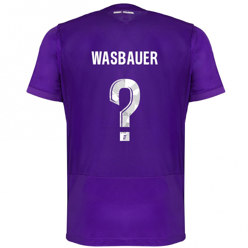 Kinder Fußball Nicolas Wasbauer #0 Violett Weiß Heimtrikot Trikot 2024/25 T-Shirt Luxemburg