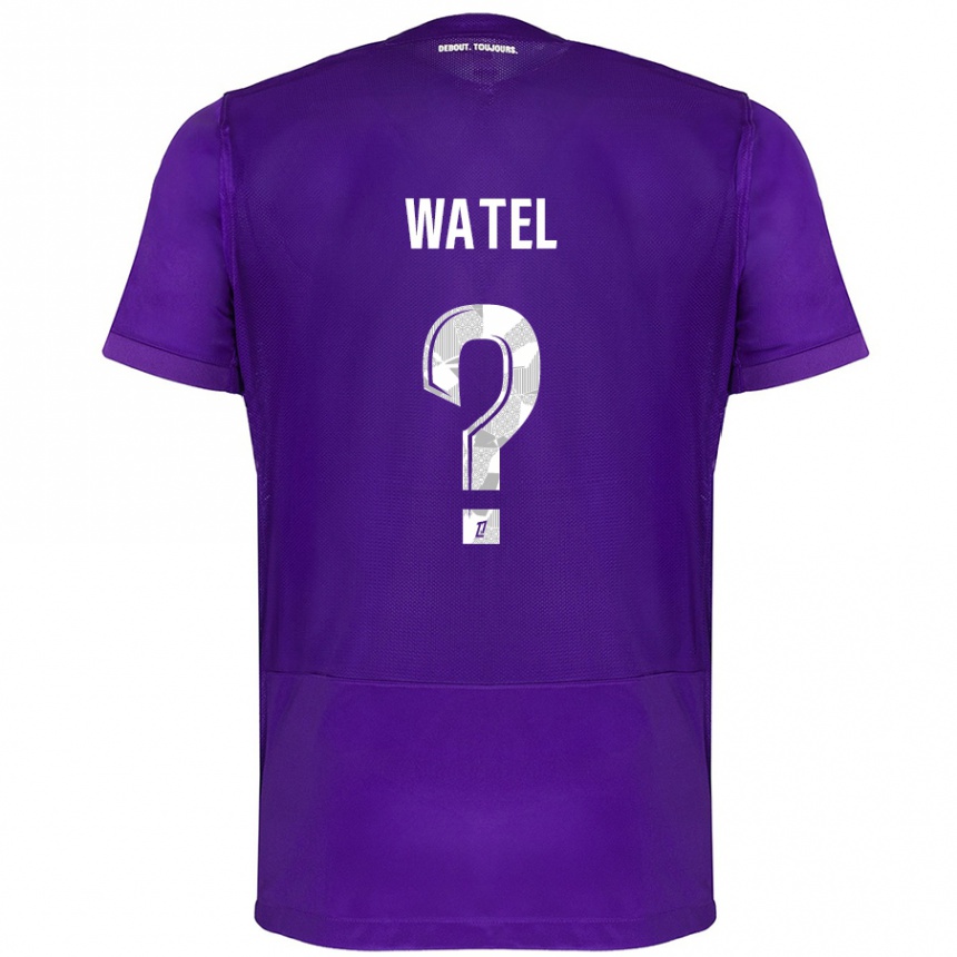 Kinder Fußball Kylian Watel #0 Violett Weiß Heimtrikot Trikot 2024/25 T-Shirt Luxemburg