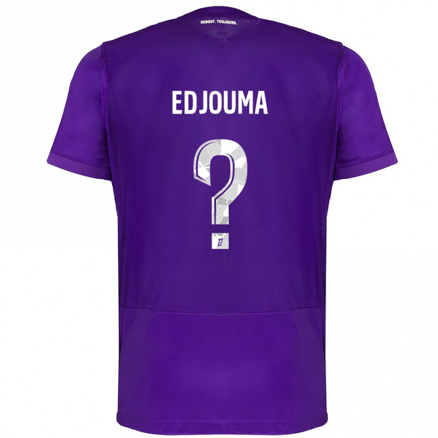 Kinder Fußball Noah Edjouma #0 Violett Weiß Heimtrikot Trikot 2024/25 T-Shirt Luxemburg