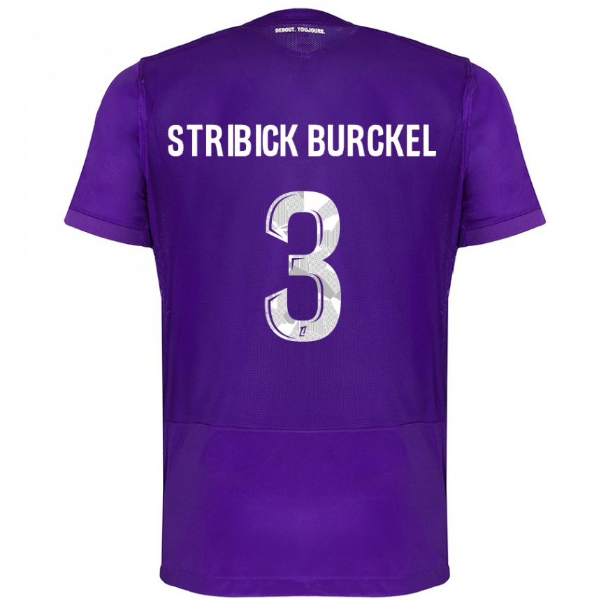 Kinder Fußball Laetitia Stribick-Burckel #3 Violett Weiß Heimtrikot Trikot 2024/25 T-Shirt Luxemburg