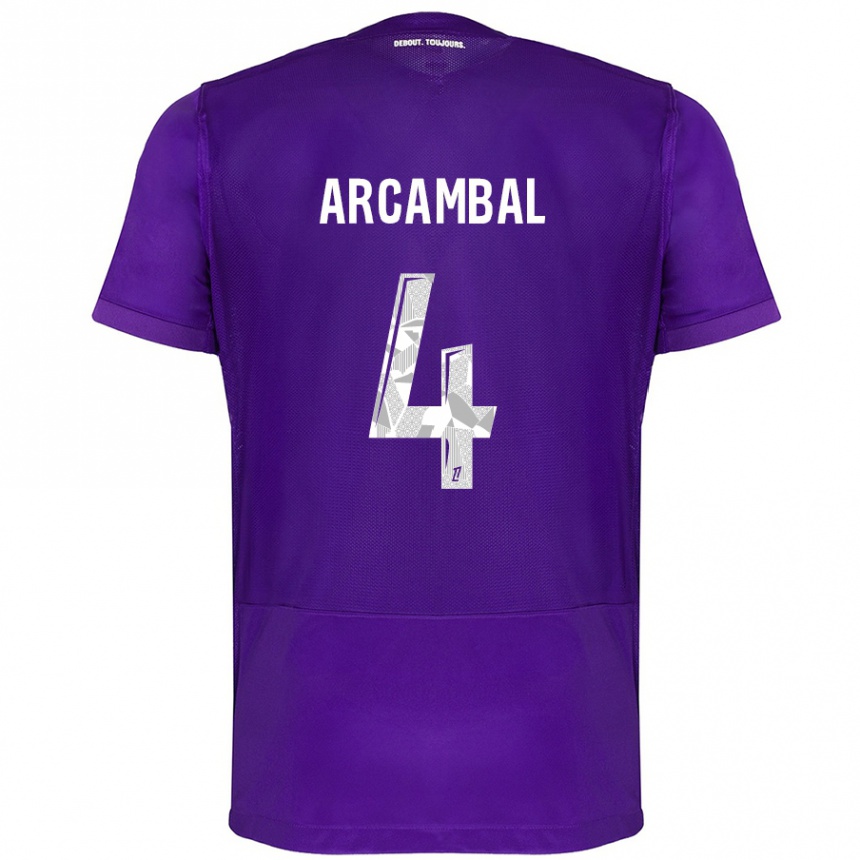 Kinder Fußball Anais Arcambal #4 Violett Weiß Heimtrikot Trikot 2024/25 T-Shirt Luxemburg