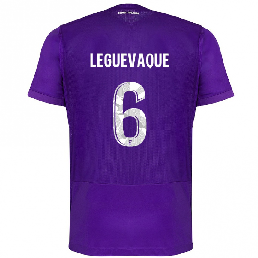 Kinder Fußball Laurie Leguevaque #6 Violett Weiß Heimtrikot Trikot 2024/25 T-Shirt Luxemburg