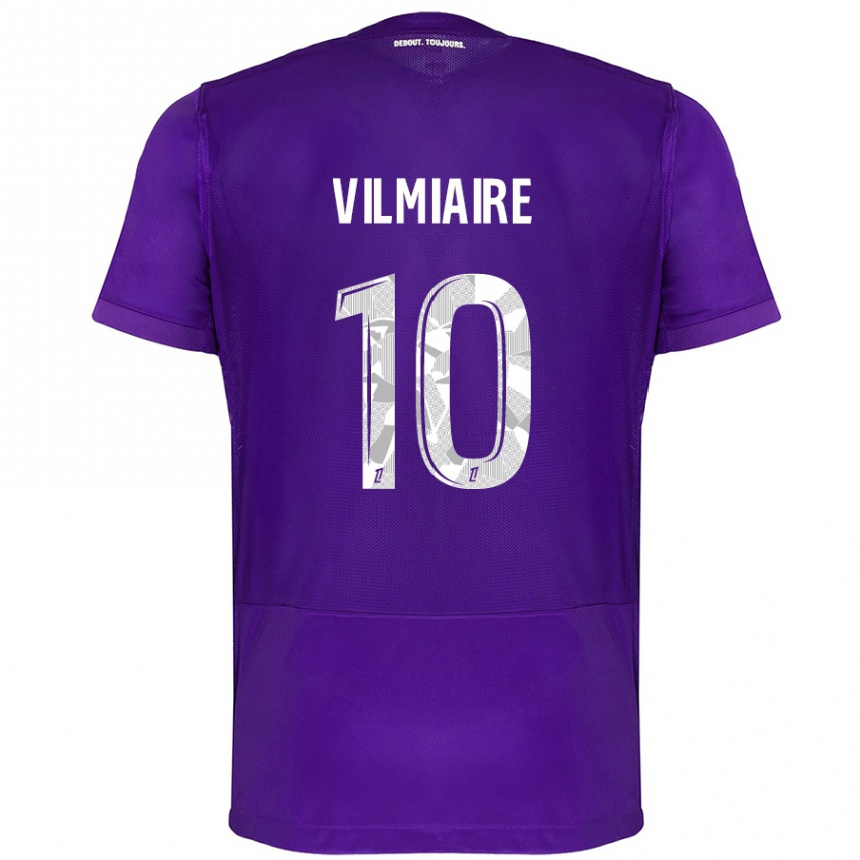 Kinder Fußball Kelly Vilmiaire #10 Violett Weiß Heimtrikot Trikot 2024/25 T-Shirt Luxemburg