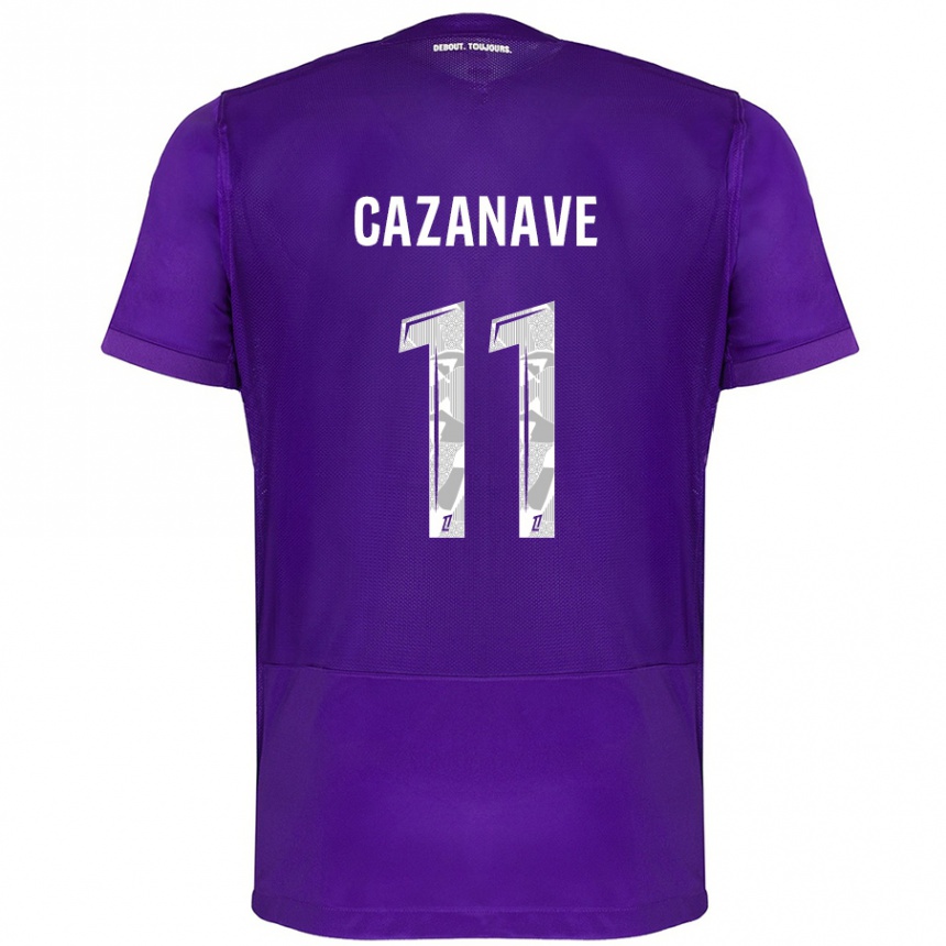 Kinder Fußball Julie Cazanave #11 Violett Weiß Heimtrikot Trikot 2024/25 T-Shirt Luxemburg