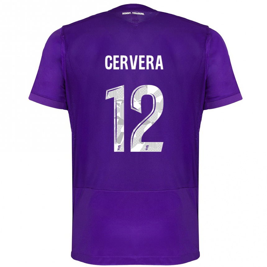 Kinder Fußball Laurianne Cervera #12 Violett Weiß Heimtrikot Trikot 2024/25 T-Shirt Luxemburg