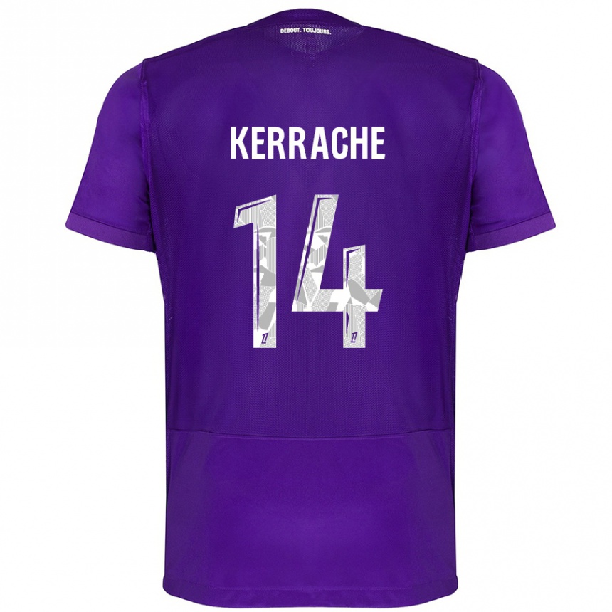 Kinder Fußball Marina Kerrache #14 Violett Weiß Heimtrikot Trikot 2024/25 T-Shirt Luxemburg