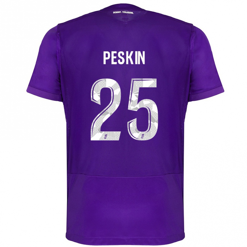 Kinder Fußball Kelso Peskin #25 Violett Weiß Heimtrikot Trikot 2024/25 T-Shirt Luxemburg