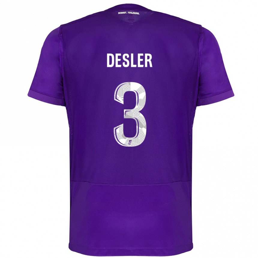 Kinder Fußball Mikkel Desler #3 Violett Weiß Heimtrikot Trikot 2024/25 T-Shirt Luxemburg