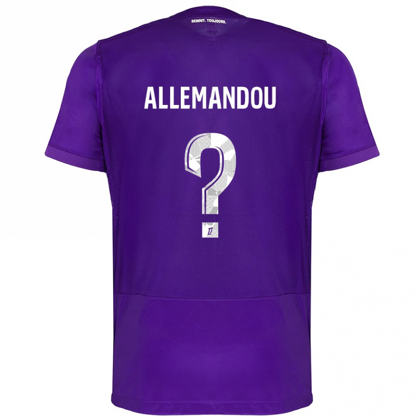 Kinder Fußball Teddy Allemandou #0 Violett Weiß Heimtrikot Trikot 2024/25 T-Shirt Luxemburg