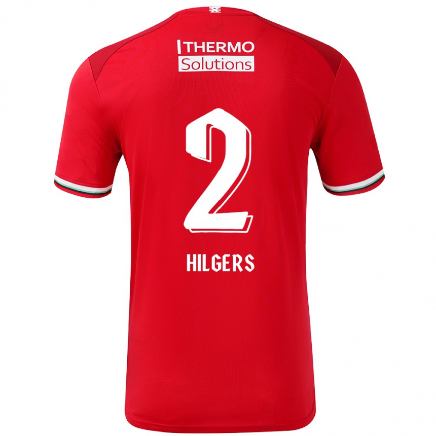 Kinder Fußball Mees Hilgers #2 Rot Weiß Heimtrikot Trikot 2024/25 T-Shirt Luxemburg