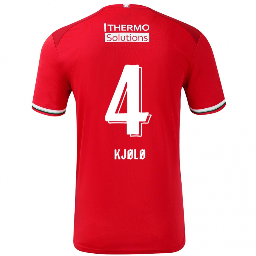 Kinder Fußball Mathias Kjølø #4 Rot Weiß Heimtrikot Trikot 2024/25 T-Shirt Luxemburg