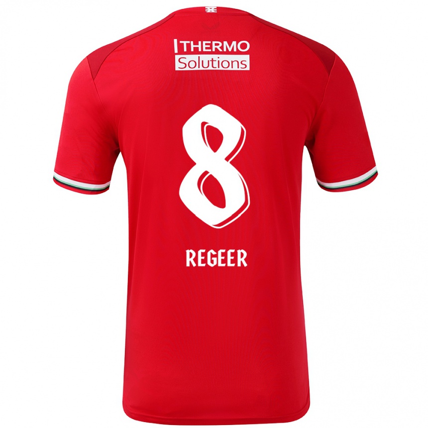 Kinder Fußball Youri Regeer #8 Rot Weiß Heimtrikot Trikot 2024/25 T-Shirt Luxemburg