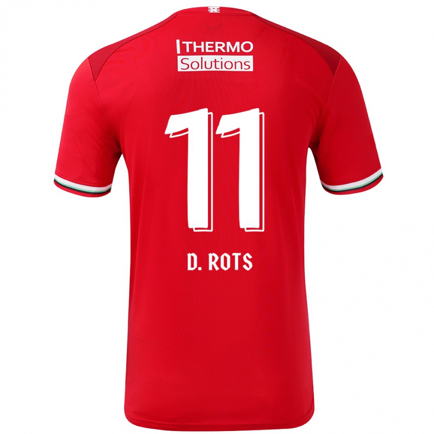 Kinder Fußball Daan Rots #11 Rot Weiß Heimtrikot Trikot 2024/25 T-Shirt Luxemburg