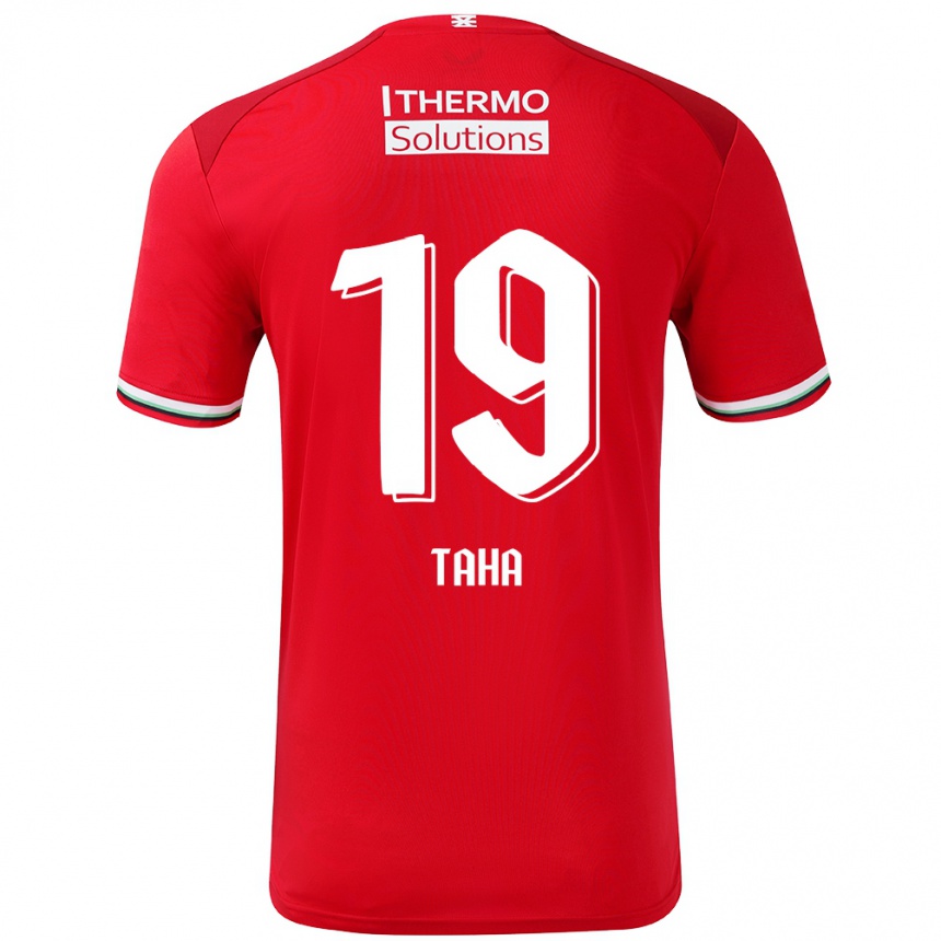 Kinder Fußball Younes Taha #19 Rot Weiß Heimtrikot Trikot 2024/25 T-Shirt Luxemburg