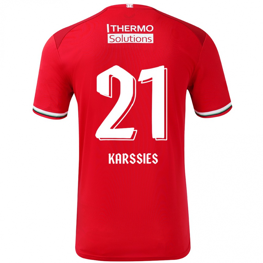 Kinder Fußball Sam Karssies #21 Rot Weiß Heimtrikot Trikot 2024/25 T-Shirt Luxemburg