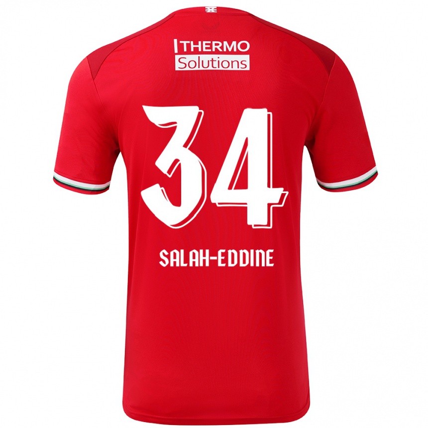 Kinder Fußball Anass Salah-Eddine #34 Rot Weiß Heimtrikot Trikot 2024/25 T-Shirt Luxemburg