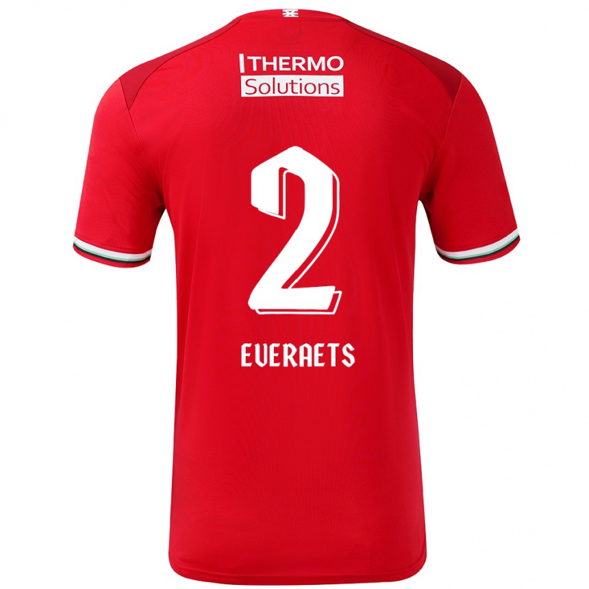 Kinder Fußball Kim Everaets #2 Rot Weiß Heimtrikot Trikot 2024/25 T-Shirt Luxemburg