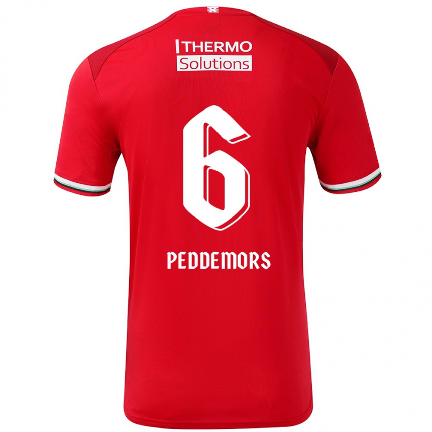 Kinder Fußball Ella Peddemors #6 Rot Weiß Heimtrikot Trikot 2024/25 T-Shirt Luxemburg