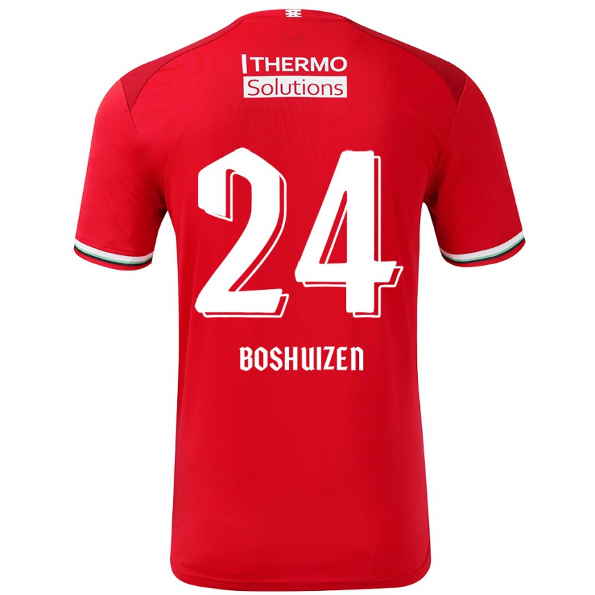 Kinder Fußball Annouk Boshuizen #24 Rot Weiß Heimtrikot Trikot 2024/25 T-Shirt Luxemburg