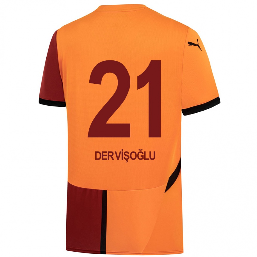 Kinder Fußball Halil Dervişoğlu #21 Gelb Rot Heimtrikot Trikot 2024/25 T-Shirt Luxemburg